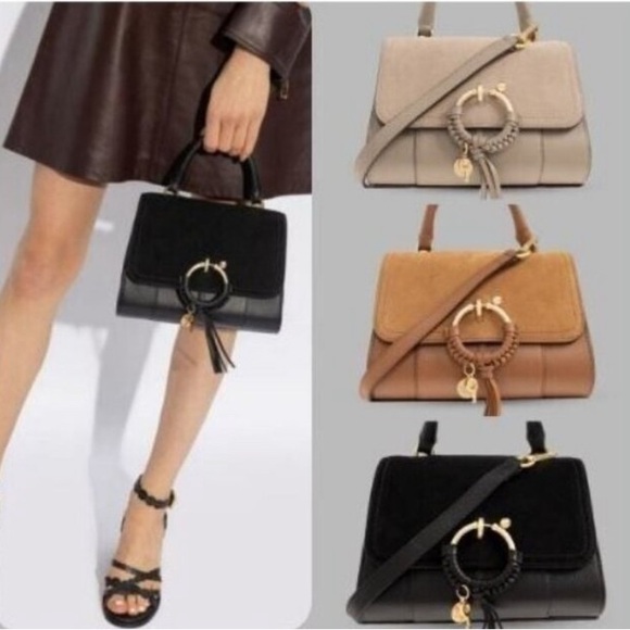 SEE BY CHLOE Joan Ladylike leather top handle shoulder + Dust bag - BLACK NWT - Picture 6 of 16